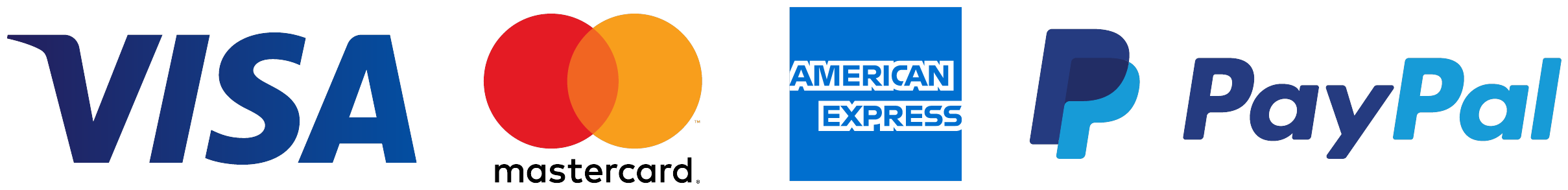 Métodos de pago: MasterCard, Visa, American Express, PayPal